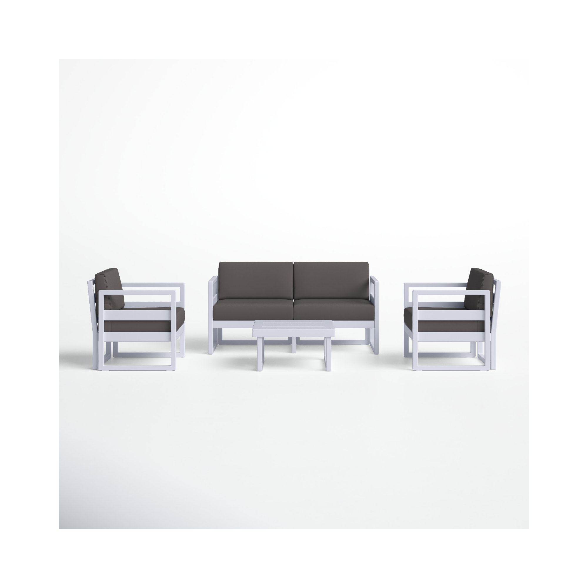 Lane 4 - Person Patio Conversation Set with Cushions, Silver/Gray, Charcoal