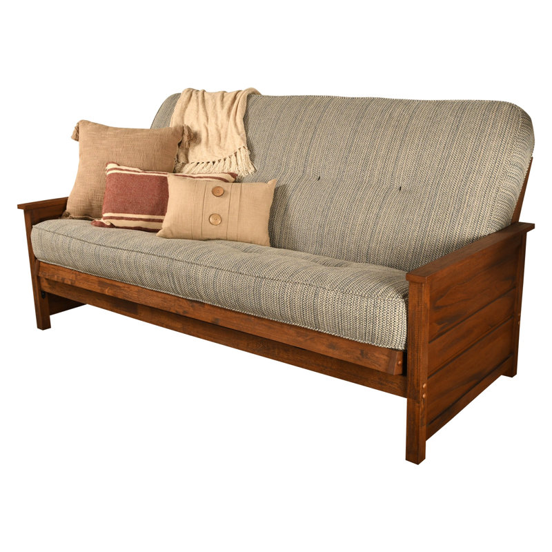 Futon de lit double avec matelas Anders, Brun patiné, Transport maritime