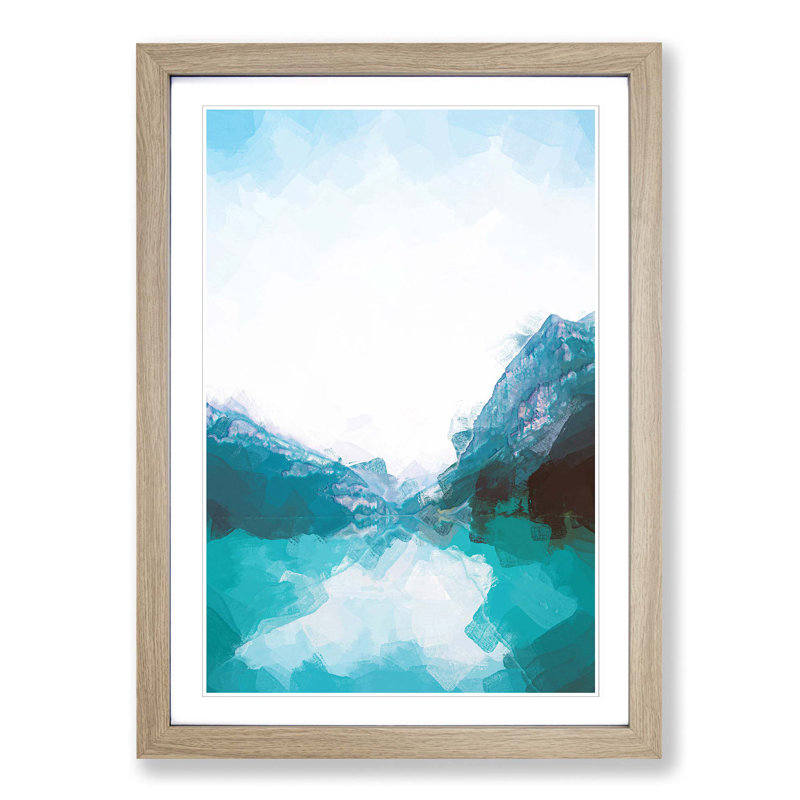 Lake Louise in Canada Abstract Art - Picture Frame Graphic Art Print, Oak Framed, 65cm H x 48cm W x 2cm D