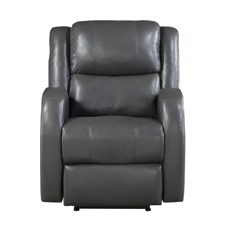 Modern Living Room Furniture 1Pc Power Reclining Chair Gray Faux Leather Upholstery Plush Seating Solid Wood Frame, Gray