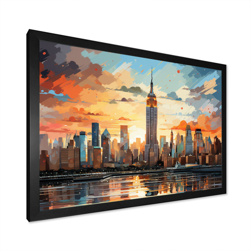 Pop New York I sur impression sur toile, Cadre photo noir, H 12 po x l 20 po x P 1 po