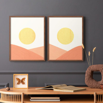 Simple Boho Sun I - impression encadrée de qualité supérieure - prête à être accrochée - aucun clou requis - aucun clou requis