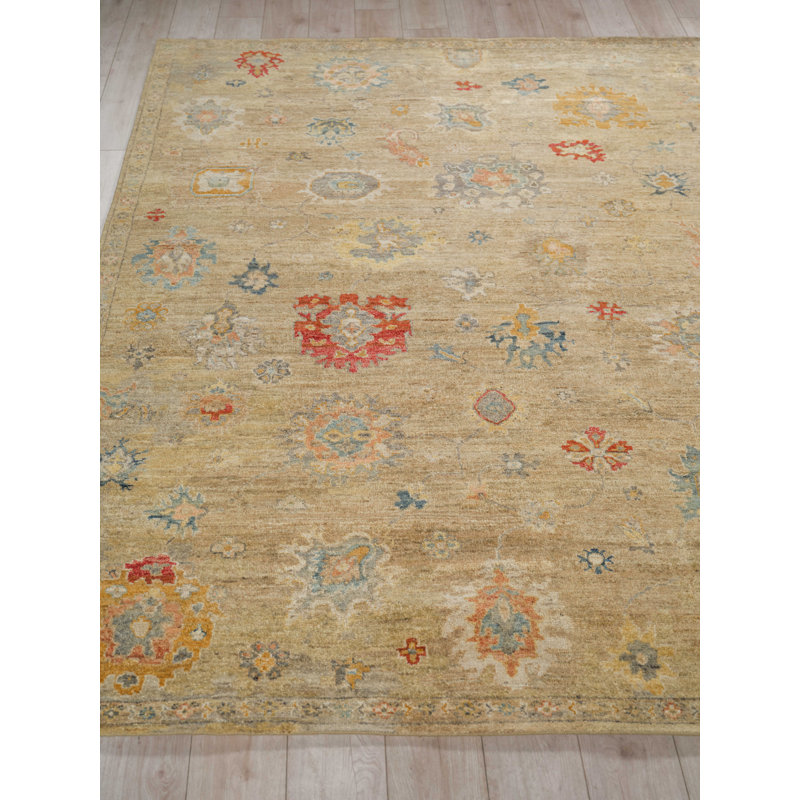 Oxford Hand-knotted Ghazni Wool, Camel Area Rug, Rectangle 12' x 15'