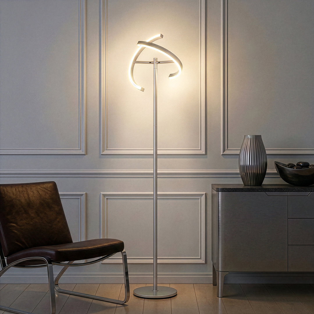 Halo Split 72 in. Industrial 2-Light 3-Way Dimming LED Floor Lamp Brightech Base 