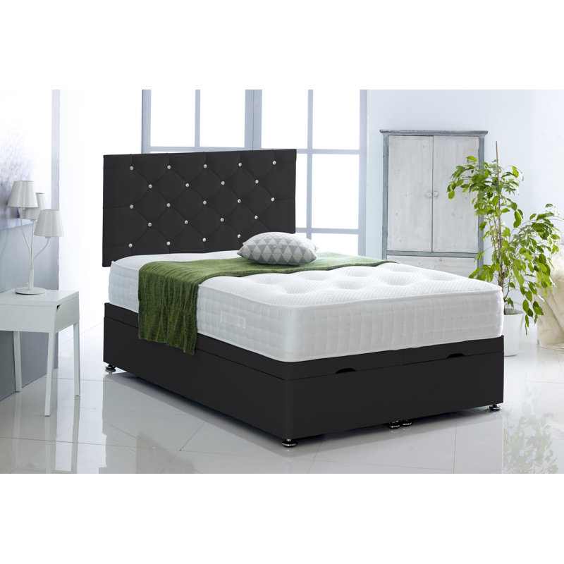 Fick Upholstered Ottoman Storage Bed, Black, Kingsize (5')