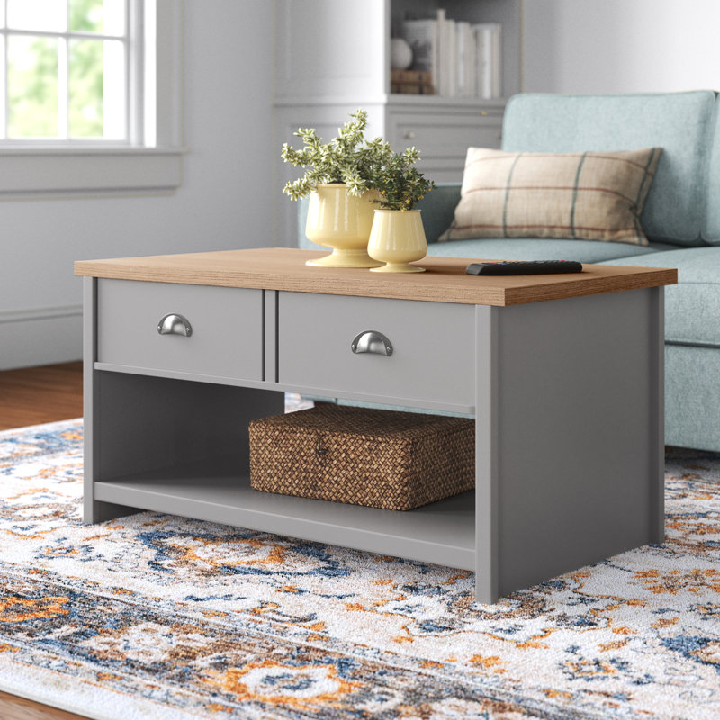 Kerry Coffee Table with Storage, Beige, Matt Grey