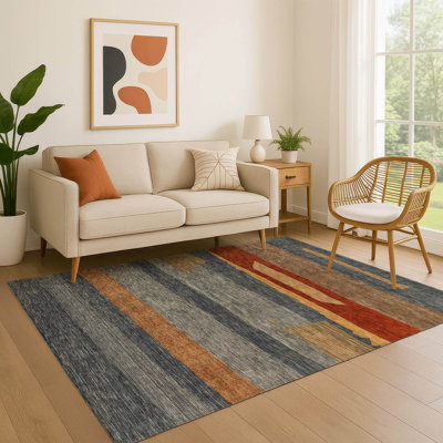 Premium Machine Washable Lubbers AMF1736 Stripe Rug
