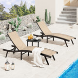 2 PCS All Weather Pool Lounge Chairs Ergonomic Design With Adjustable Backrest