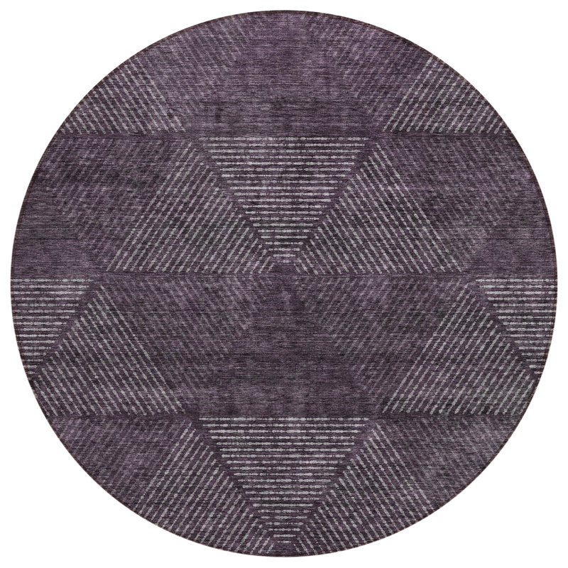 Mahaney Washable Geometric Indoor / Outdoor Rug, Round 8'