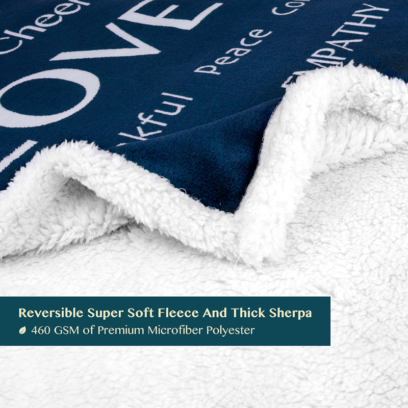 Navy Reversible Sherpa Fleece Kids Blanket