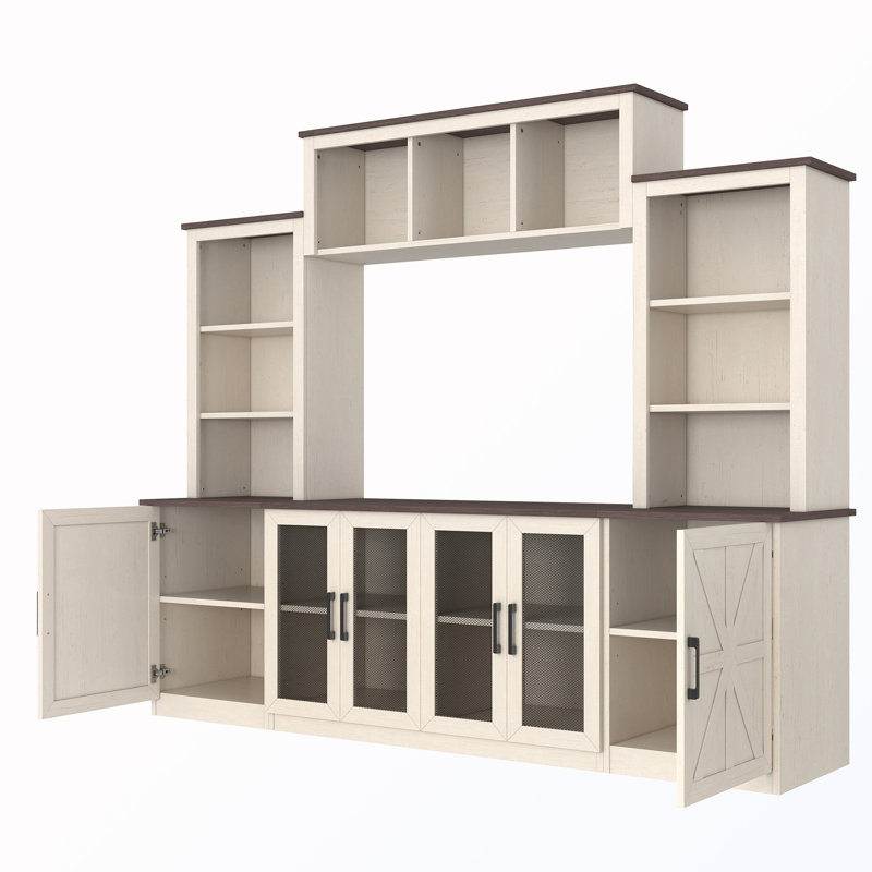 Meuble télé avec station de recharge et armoires, Beige