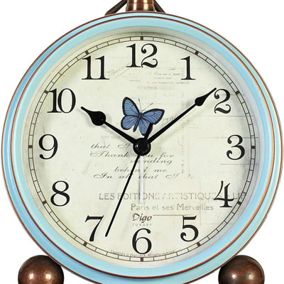 Horloge analogique de 13,2 cm (5,2 pouces), horloge de bureau rétro silencieuse, sans tic-tac, à piles, avec mouvement à quartz, décoration pour chambre ou salon.