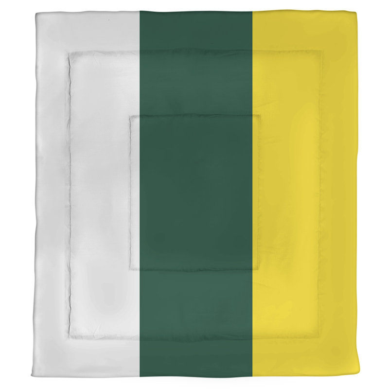 Polyester Striped Comforter, King Comforter, White/Green