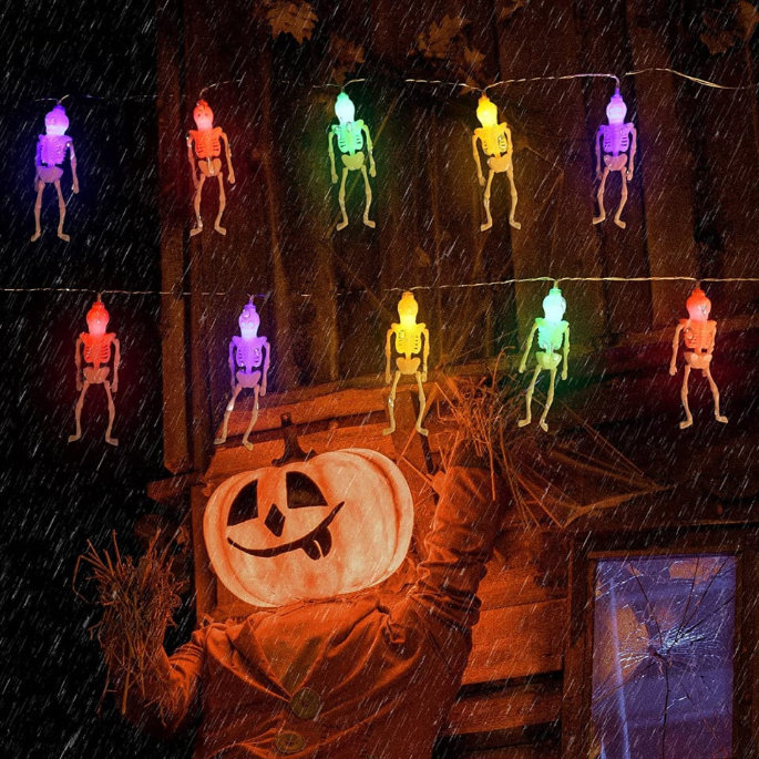 1.56'' Halloween Skeleton Skull String Lights Battery Operated Decorations for Indoor Outdoor The Holiday Aisle®