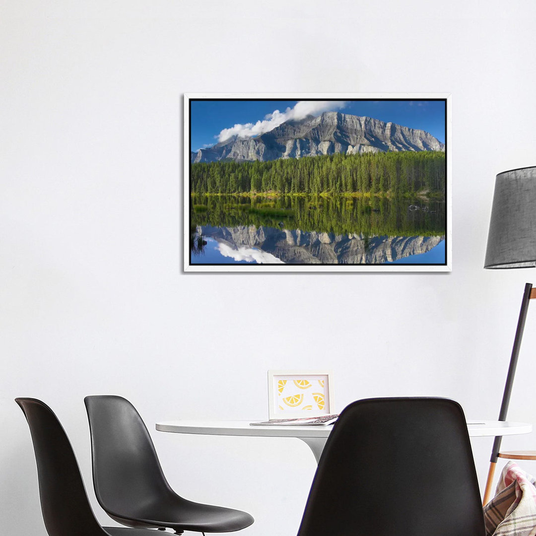 Mount Rundle And Boreal Forest Reflected In Johnson Lake, Banff National Park, Alberta, Canada III von Tim Fitzharris - ...