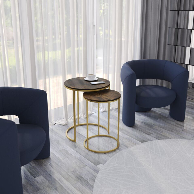 Shalyssa Solid Wood Coffee Table, Gold, Rustic Brown