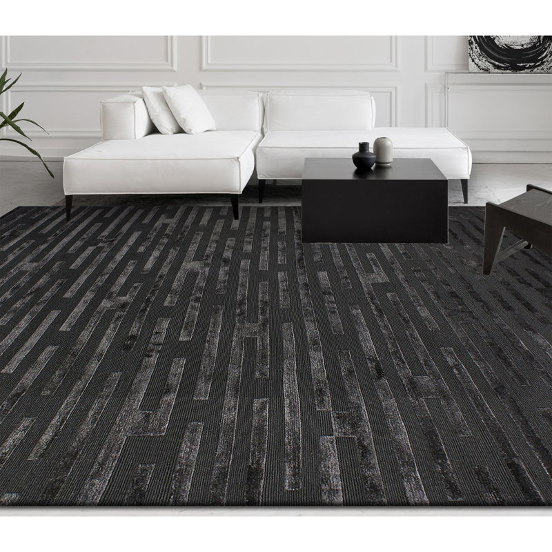 Handmade Wool Striped Area Rug, Rectangle 9' x 12'