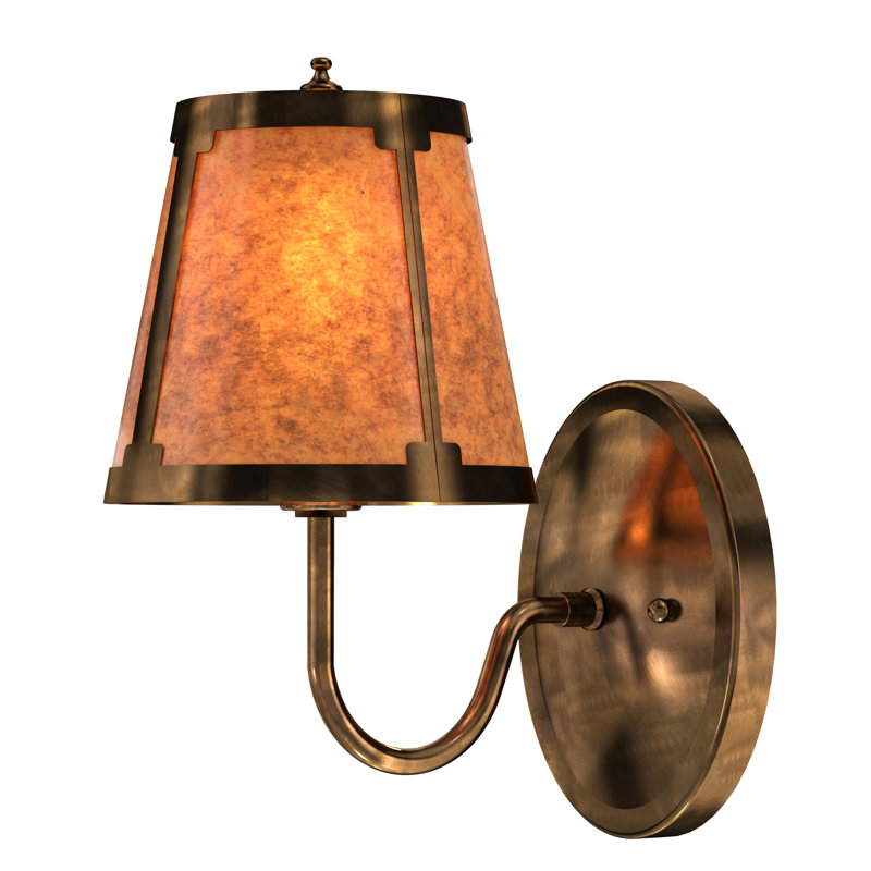 1 - Light Armed Sconce, Amber, Antique Copper