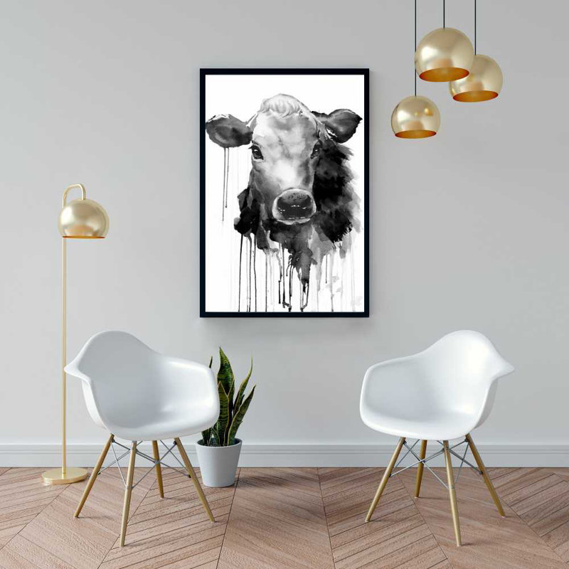 Jersey Cow - Office Cow Framed Canvas for Home Decor