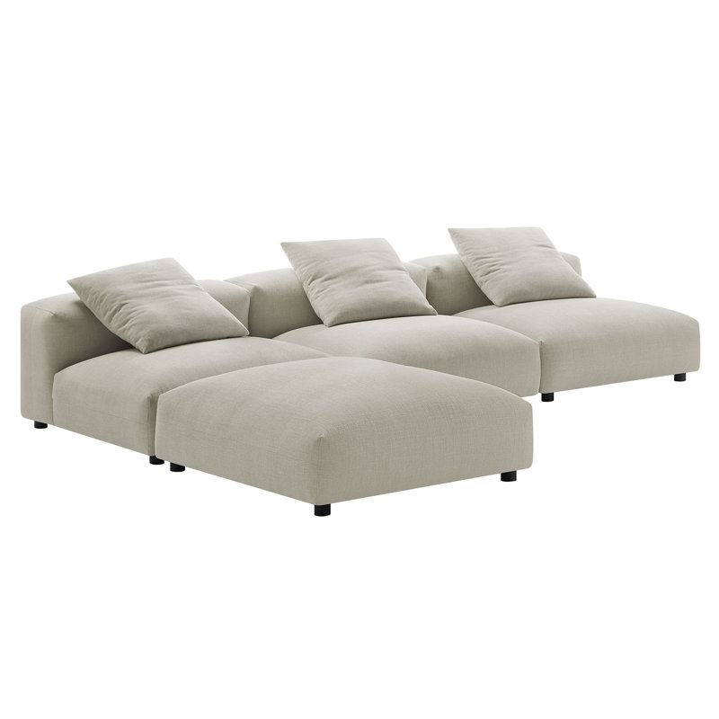 Canapé modulaire rembourré 4 pièces Solace, Tissu beige
