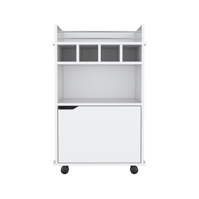 35" H Bar Cart with Two Shelves four Wine Cubbies and One Cabinet