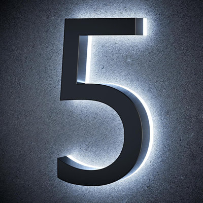9 Inch Backlit House Numbers for Outside, Stainless Steel, LED Illuminated Home Address Number, Modern Lighted Address Signs for Houses, Restaurant, Waterproof