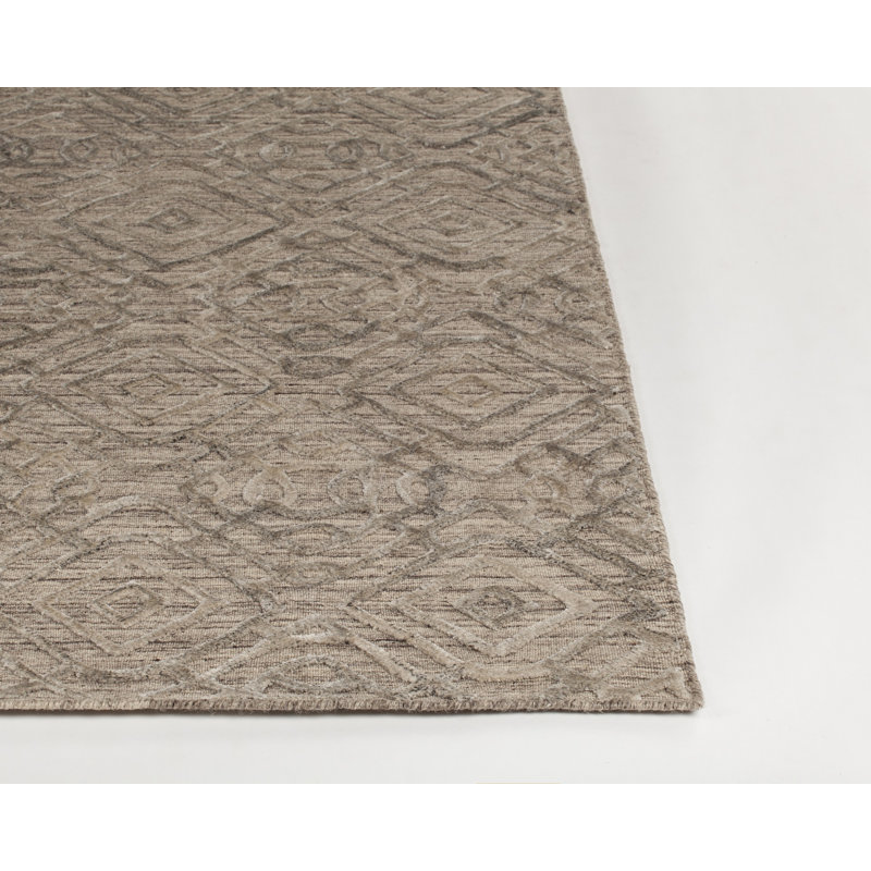 Nimah Wool Geometric Area Rug in Brown, Rectangle 9' x 13'