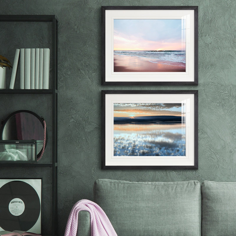 Reproduction de photo sur toile, Blanc mat, Toile avec cadre argenté
