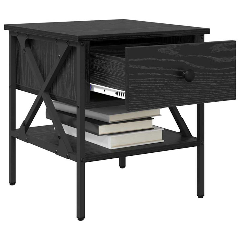 Bedside Cabinet With Drawer 40 X 42 X 45 Cm, Black Oak