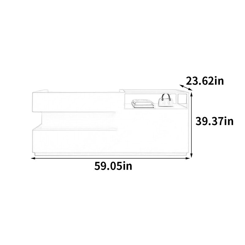 Vitrine de luxe Fashion Light, Blanc, H 39,37 po x l 59,05 po x P 23,62 po