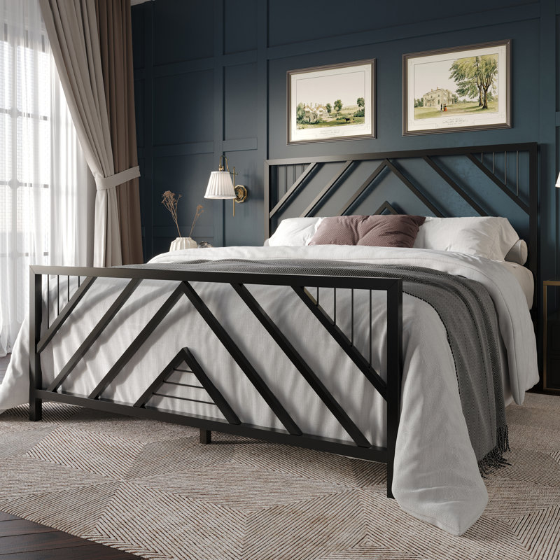 Sherrard Metal Platform Bed, Black, Queen