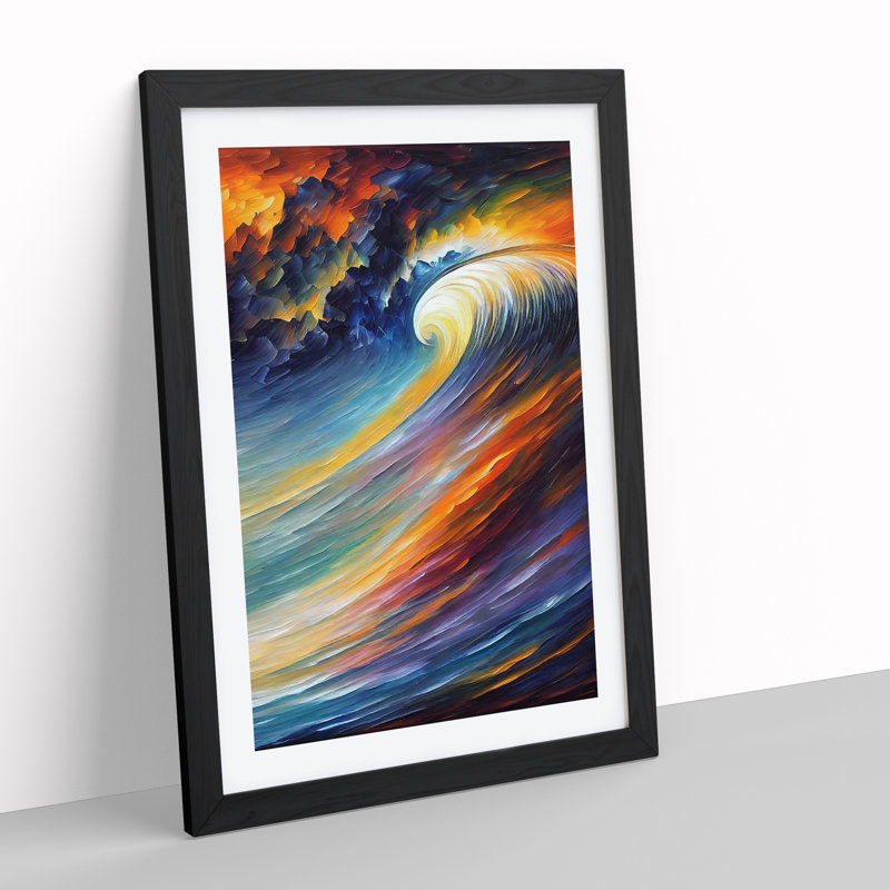 Ocean Wave Abstract No.3 - Single Picture Frame Print, 34cm H x 25cm W x 2cm D, Black