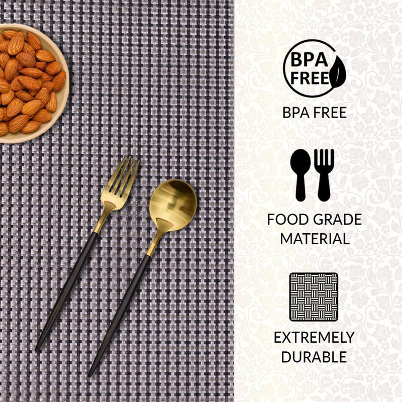 Black Brown PVC Placemats Set of 8 for Christmas Decor with Heat Resistant, Scratch-Proof Table Protection