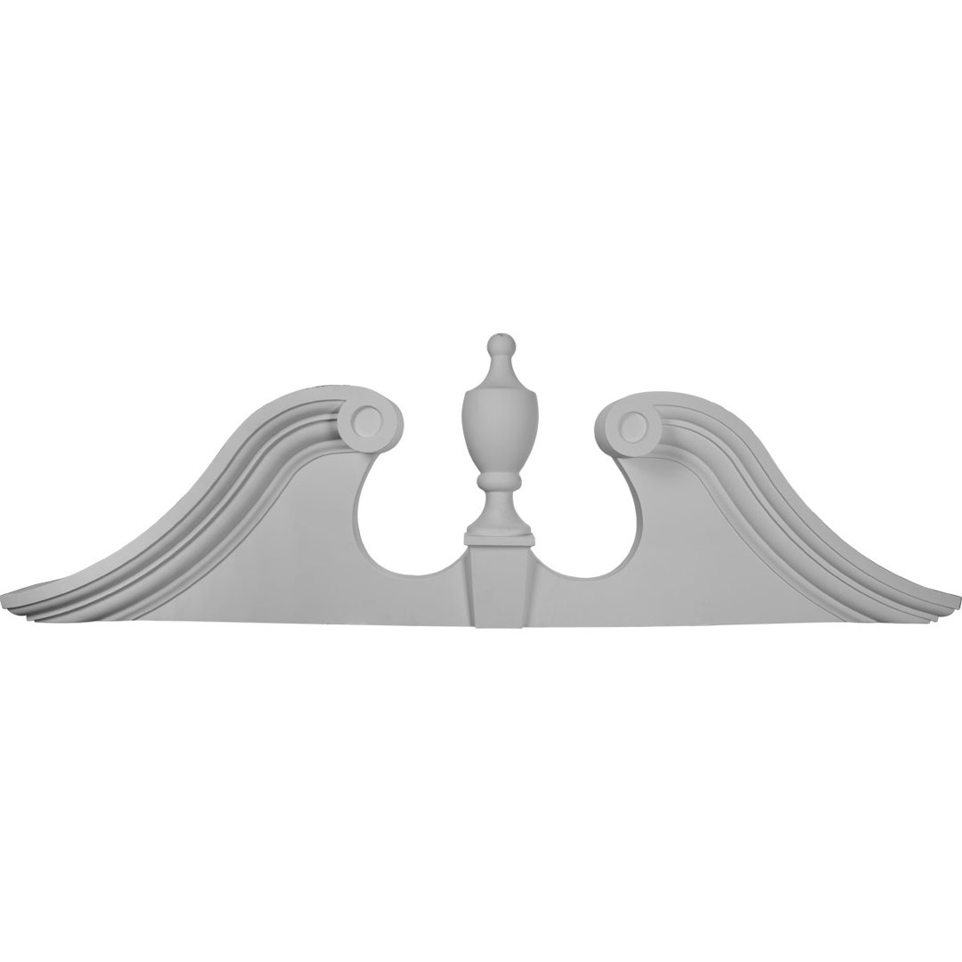 62 3/8"W x 20"H x 3 5/8"P Scroll Urn Pediment Ekena Millwork