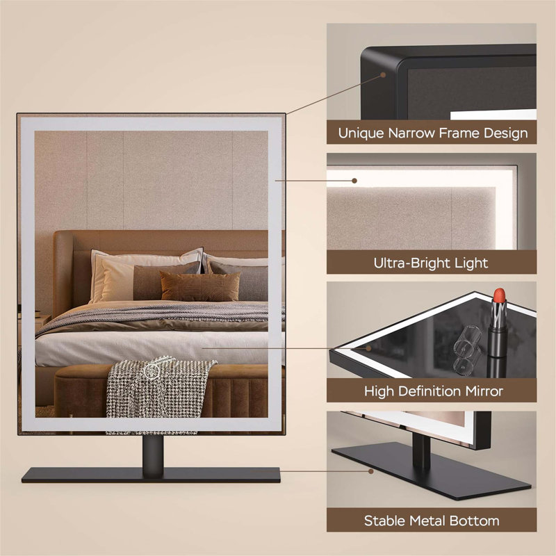 Demetrias Metal Rectangle Floor Mirror, Black