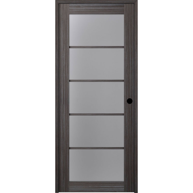 Palladio 5-Lite DIY-Friednly Manufactured Wood and Glass Single Prehung Interior Door, 23.875" x 95.24", Right, Gray Oak