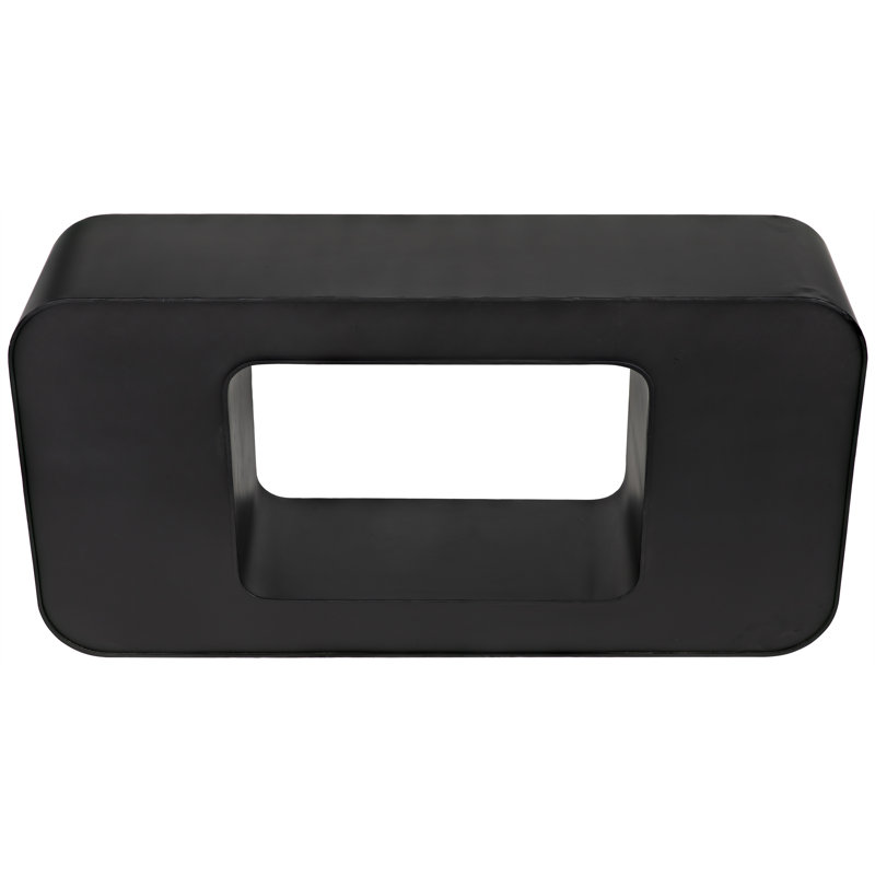 Noir Shylock 60'' Black Steel and Wood Console Table