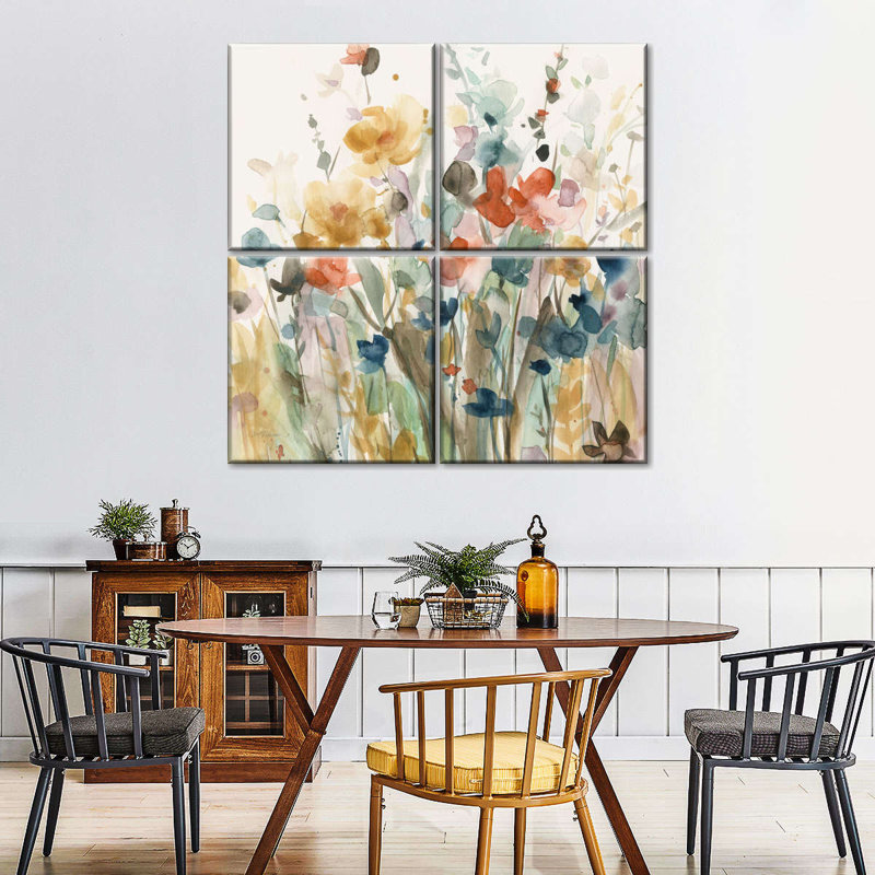 Ensemble de 4 pièces en pleine floraison sur toile, H 57 po x l 57 po x P 1,25 po