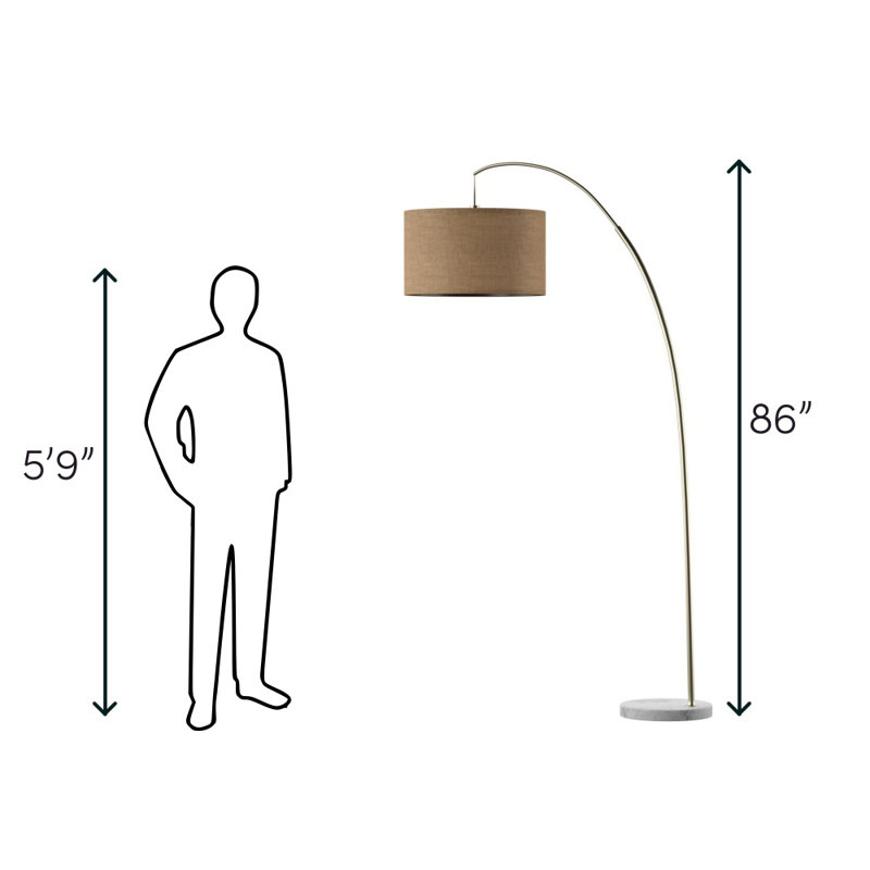 Lampe sur pied arquée 86 po Keiyona, Beige