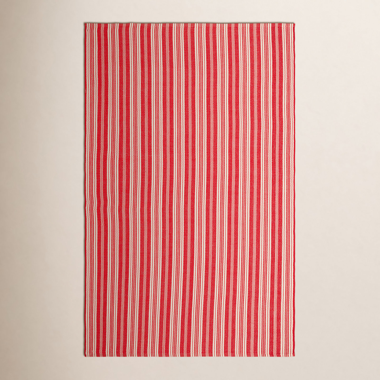 Renley Ticking Stripe Red/Ivory Handwoven Indoor/Outdoor Rug, Rectangle 6' x 9'