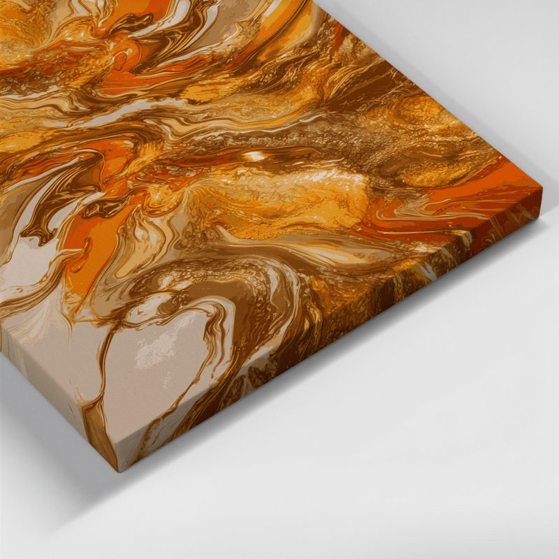 Abstrait art fluide sur toile brune 9, H 14 po x l 11 po