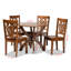 Ensemble de salle à manger 5 pièces Red Barrel en bois fini noyer brun, H 29,90 po x l 35,40 po x P 35,40 po
