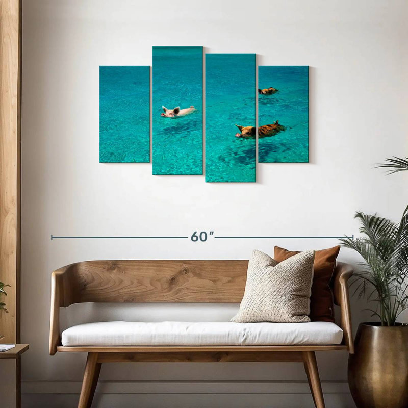 Pigs In Exuma Cays, 27" H x 43" W