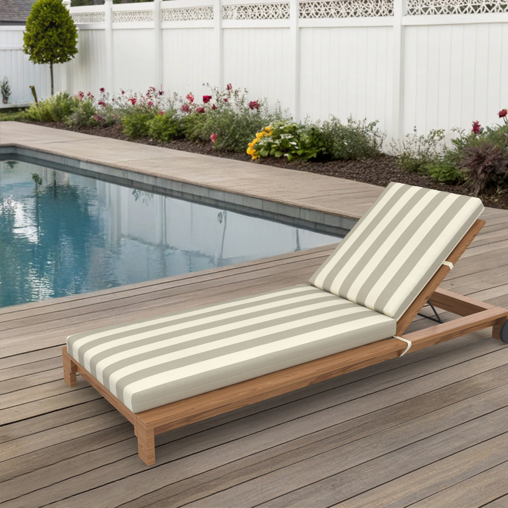 Amala Outdoor Sunbrella® Chaise Lounge Cushion, Solano Seagull, 24.5W x 76.5D
