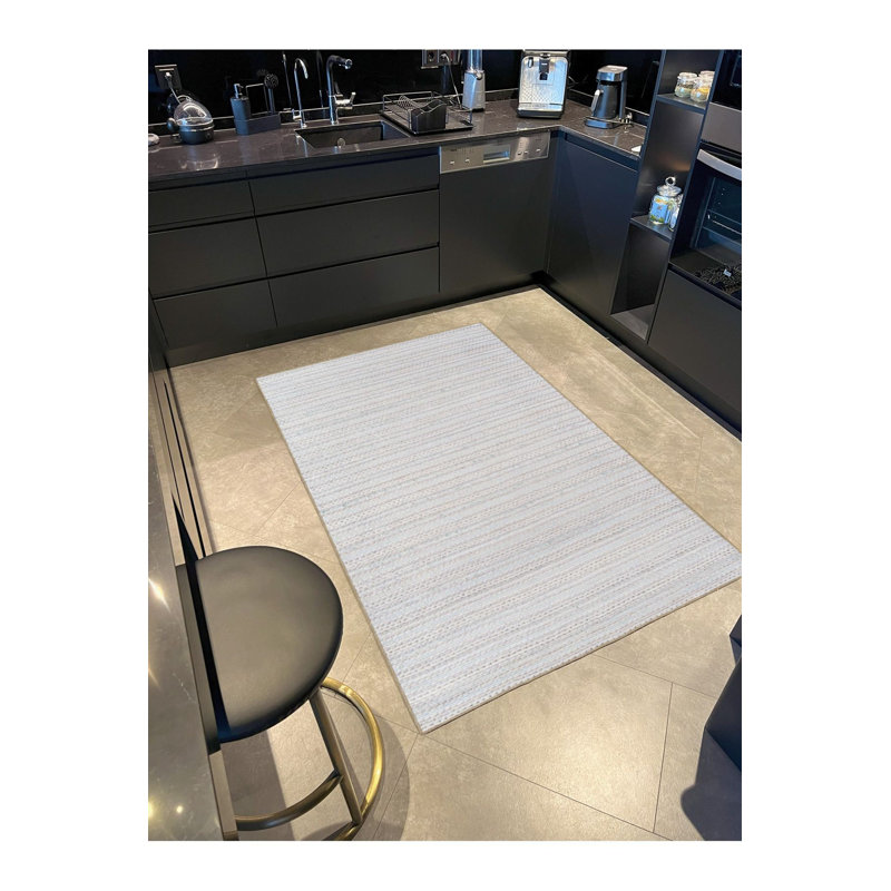 Tapis crème rayé à pois à motif géométrique, Sous-tapis carré 3 pi 3 po inclus