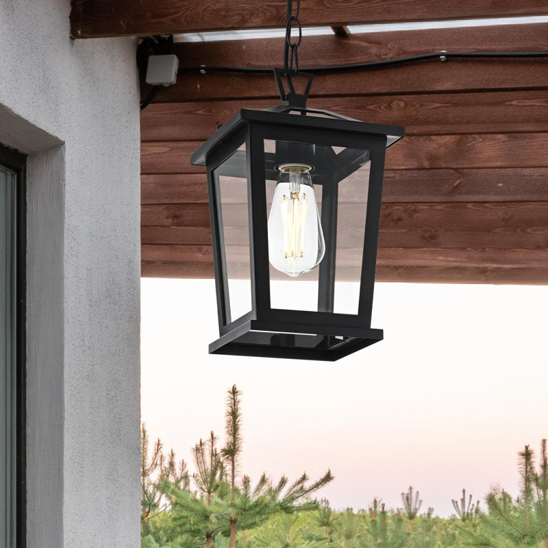 Luminaire suspendu d'extérieur noir Deidra 7 pouces