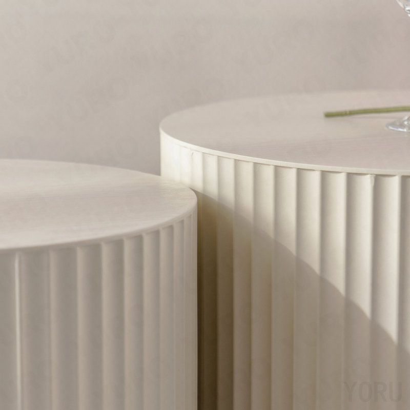 Ensemble de tables basses 2P Nesting, Beige+White, 14.92" H x 33.86" W x 33.86" D