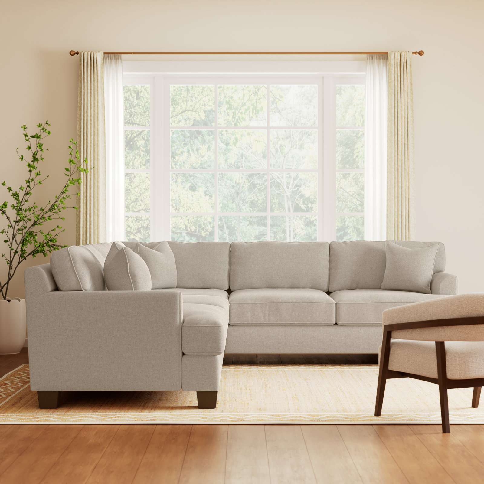 Conradina Upholstered L-Sectional, Conversation Ivory Basketweave, Left Hand Facing