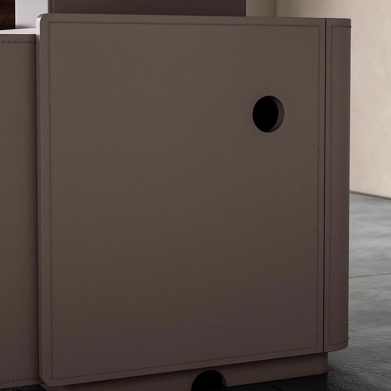 Nut-brown + Beige Rectangular Manufactured Wood + Carbon Steel with 3 drawers desk, Left Hand Return
