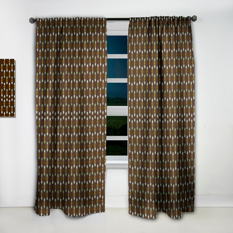 Panneau de rideau simple occultant à motif géométrique Mid-Century, L 52 po x L 108 po